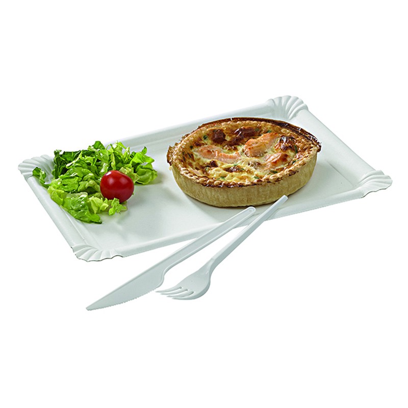 Assiette rectangulaire en carton blanc 11 x 24 cm - 250 unités FirstPack - Mathon