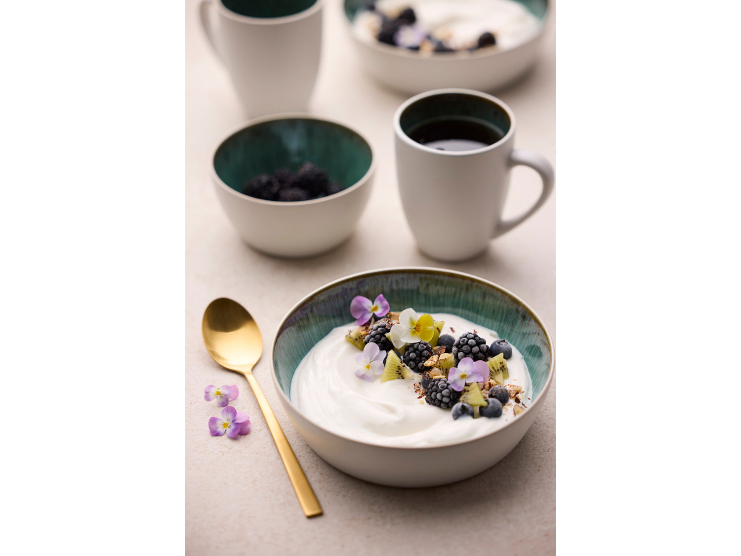 Mug Gastro en Grès Blanc/Vert Bitz - Mathon - 4