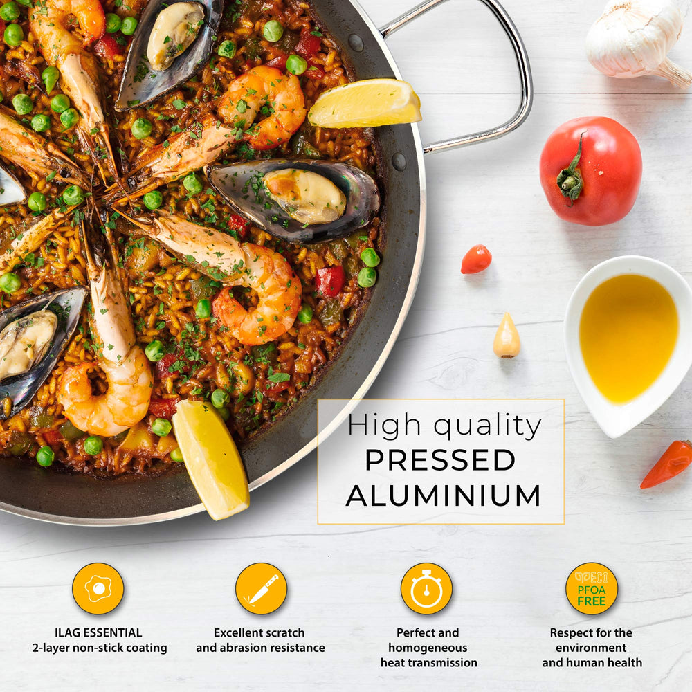 Poêle à Paella à Induction, 38cm, 8 Portions, Antiadhésive sans PFOA, Aluminium  Noir Zafrán - Mathon - 4