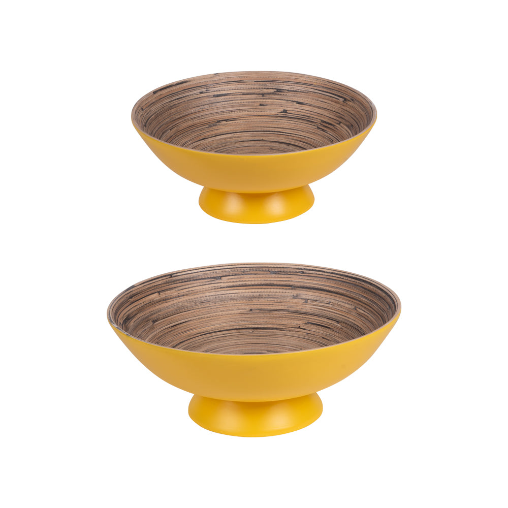 Set de 2 coupes sur pied Bambou jaunes 30 et 25 cm Table passion - Mathon