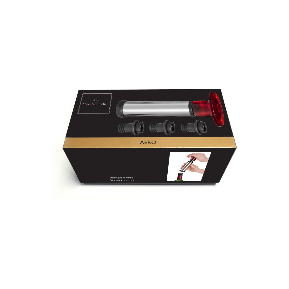 Aero - Pompe à vide avec 3 bouchons Chef & Sommelier - Mathon - 4