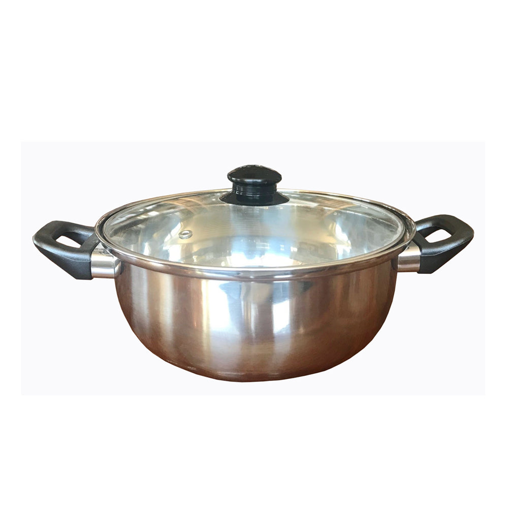 Friteuse inox 26 cm avec couvercle verre bouton bakélie - Tous feux et induction Baumalu - Mathon - 1