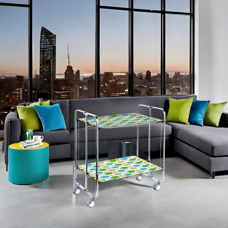 Desserte pliante 2 niveaux avec roulettes – structure chromée, bauhaus Don Hierro - Mathon - 2