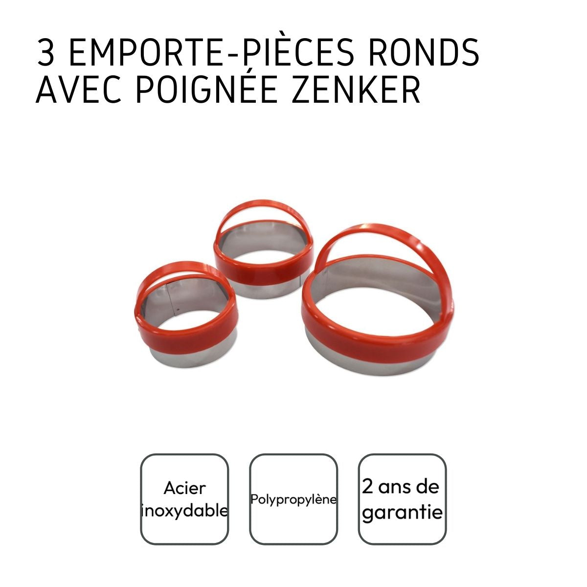 Lot de 3 emporte-pièces ronds avec poignée Zenker Emporte-pièces Zenker - Mathon - 4