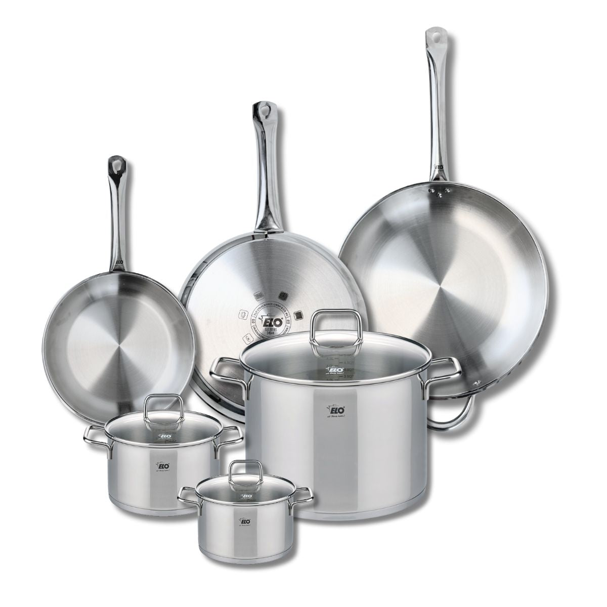 Ensemble de 3 Poêles de cuisson 24, 28 et 32 cm et 3 faitouts 14, 16 et 26 cm  Profi Citrin Elo - Mathon - 1