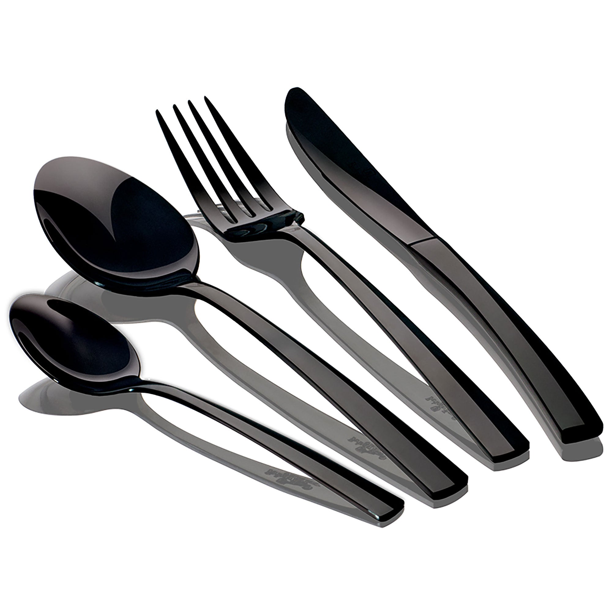 Ménagère Noir 24-Piece Acier Inox. Finition Polie, Set de Couverts 6 Personnes  Noir Deep Black - Mathon - 1