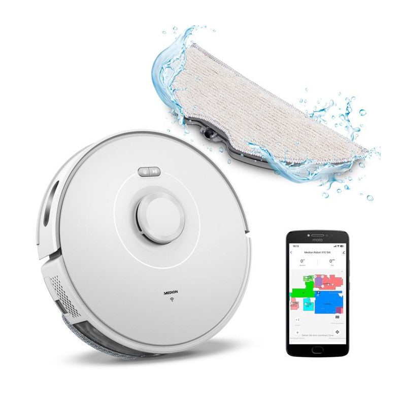 Aspirateur Laveur Robot X10 Sw Medion Md11782 - 120 Min - 2700 Pa - 400 Ml - Blanc Medion - Mathon - 1