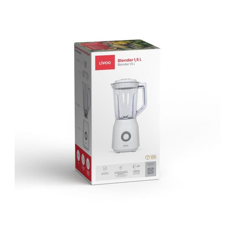 Blender - Livoo - 1,5 L - 600 W - 22 000 Tours/min - 2 Vitesses - Turbo Blanc Livoo - Mathon - 5
