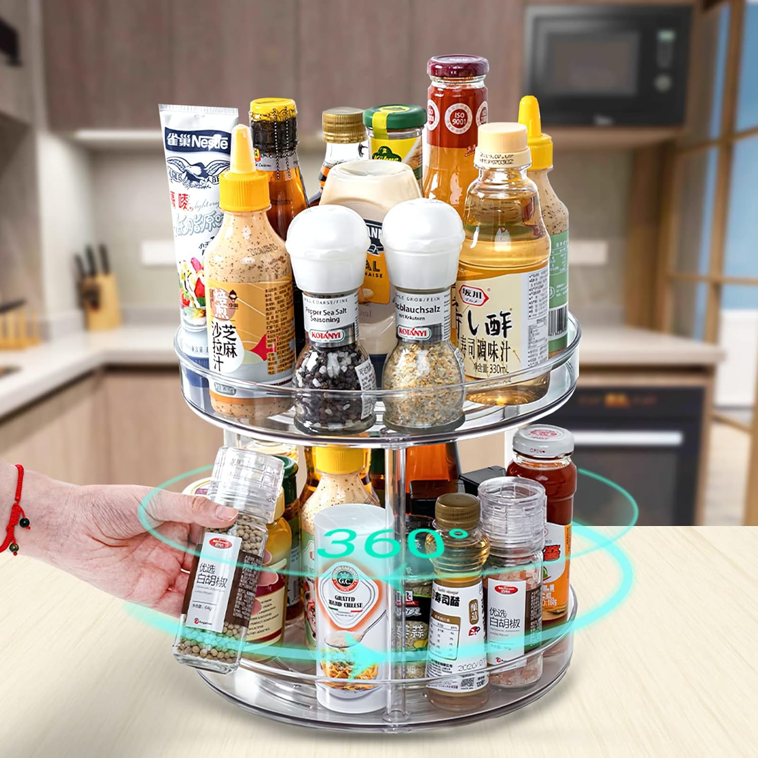 Plateau Tournant grand pont double Epices 360° de 27 cm Transparent Vendos85 - Mathon