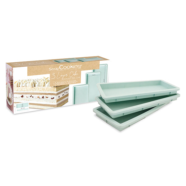 Set de 3 moules silicone layer cake rectangulaire Scrapcooking - Mathon - 1