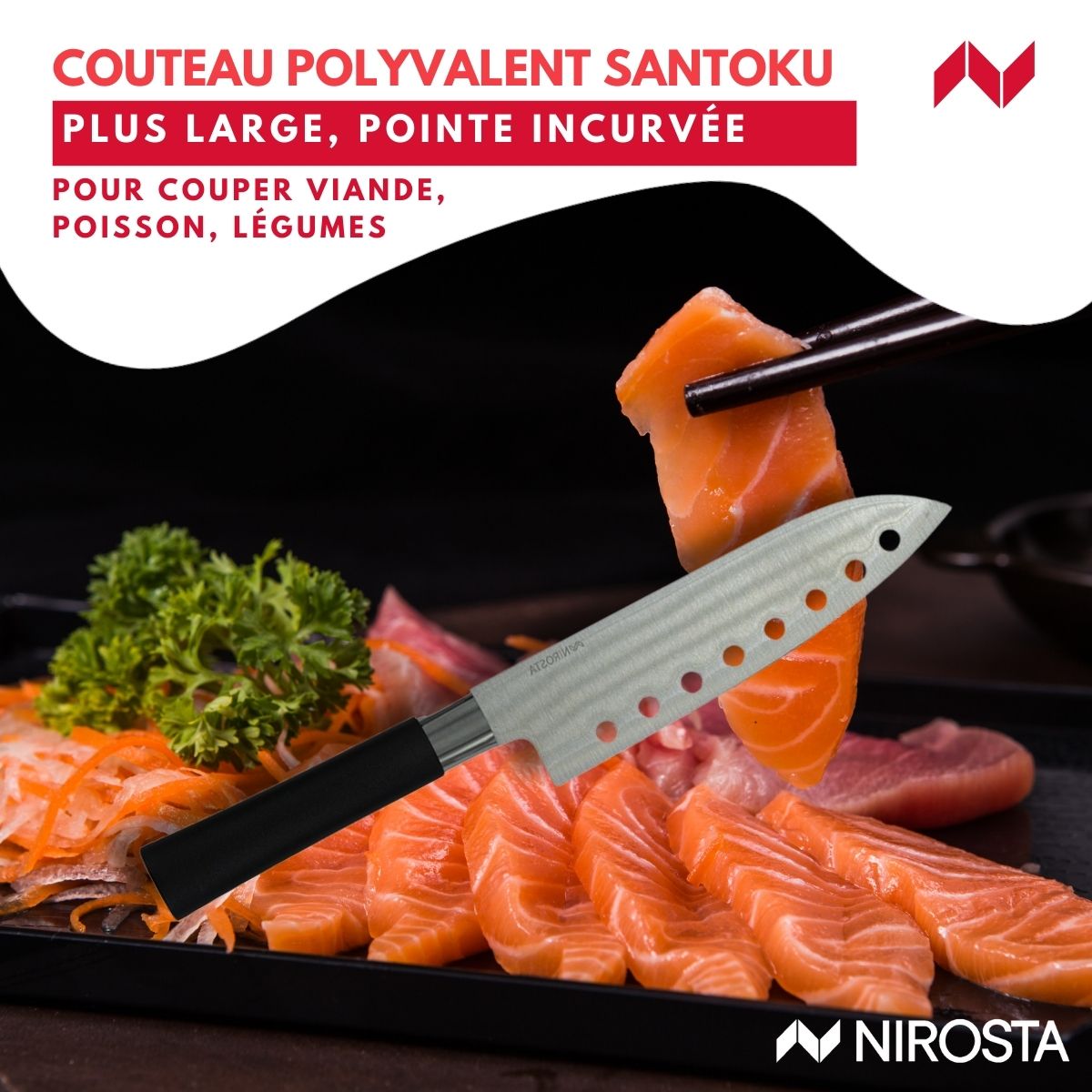 Coffret de 3 couteaux style Japonais en acier Santoku, Gyuto et Honesuki Fackelmann - Mathon - 5