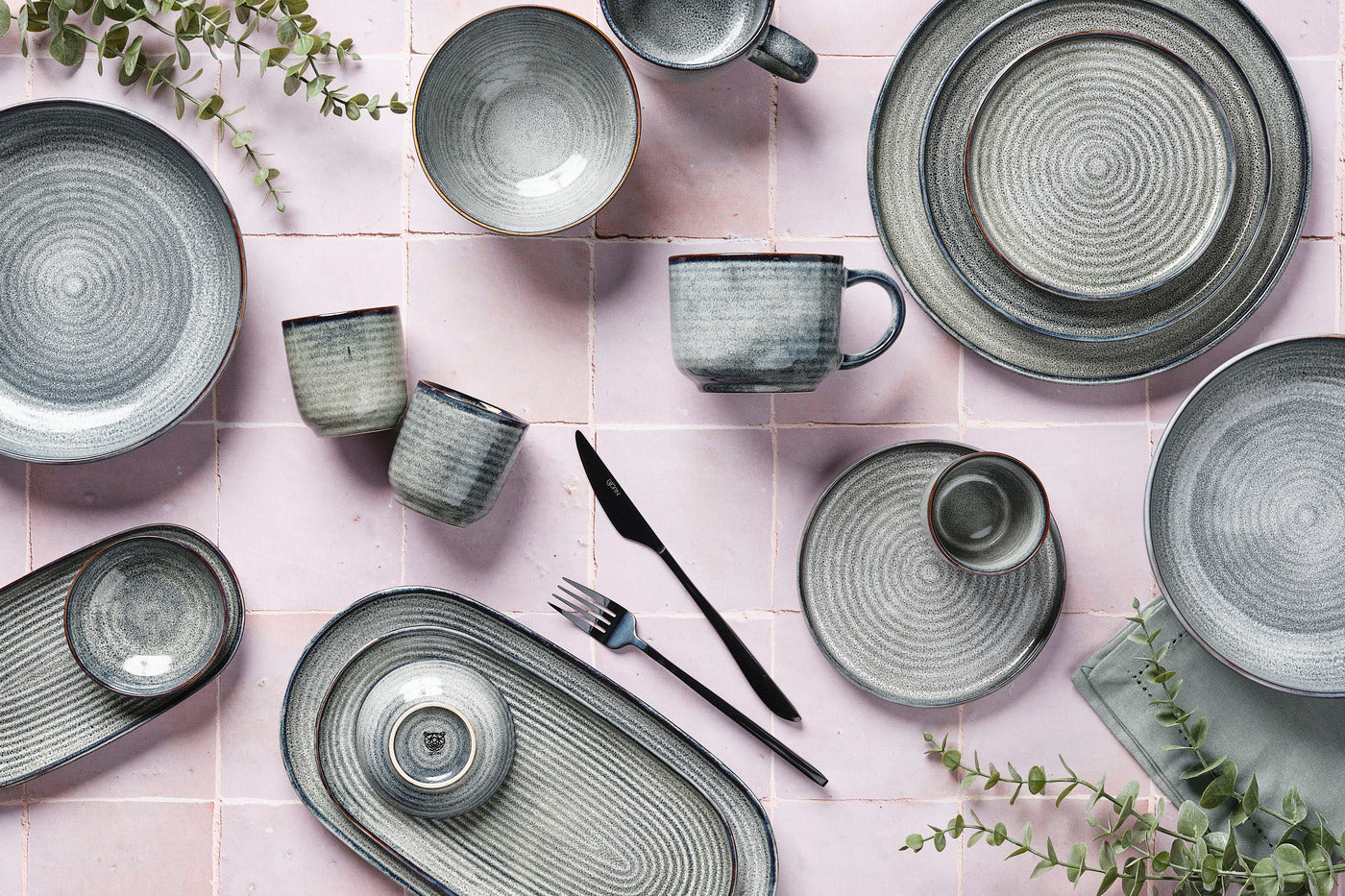 Lot de 18 set les essentiels en grès gris D Björn - Mathon - 4