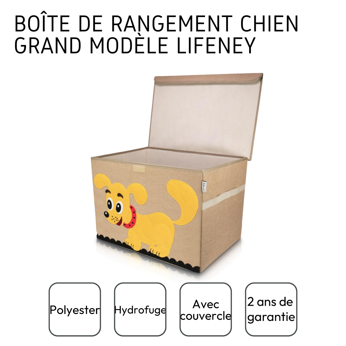 Boîte de rangement en tissu pour enfant grand modèle "chien" avec couvercle Lifeney Fackelmann - Mathon - 4