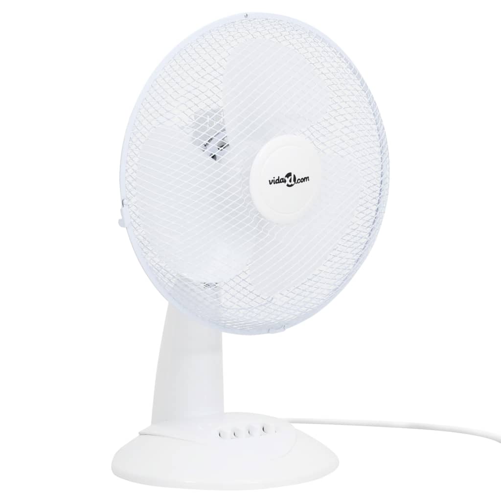 Ventilateur de table 3 vitesses 30 cm 40 W Blanc VidaXL - Mathon