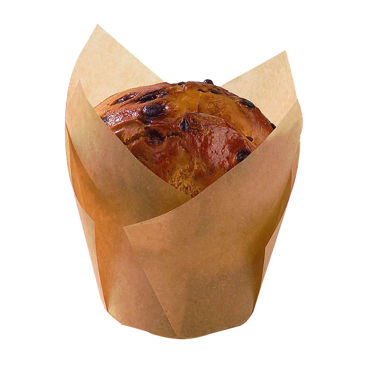 100Pcs - Caissette de cuisson forme tulipe en papier brun siliconé   H85mm FirstPack - Mathon - 1