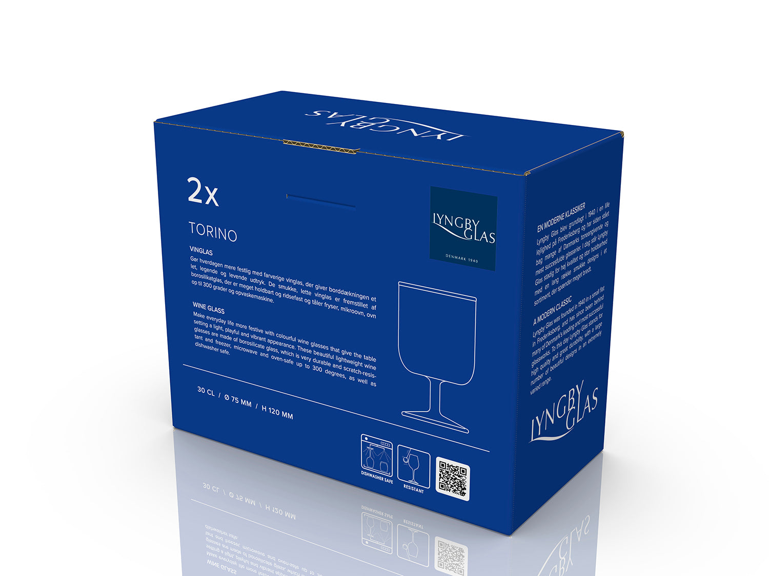 Set de 2 verres à vin TORINO Transparent/Bleu Lyngby Glas - Mathon - 6