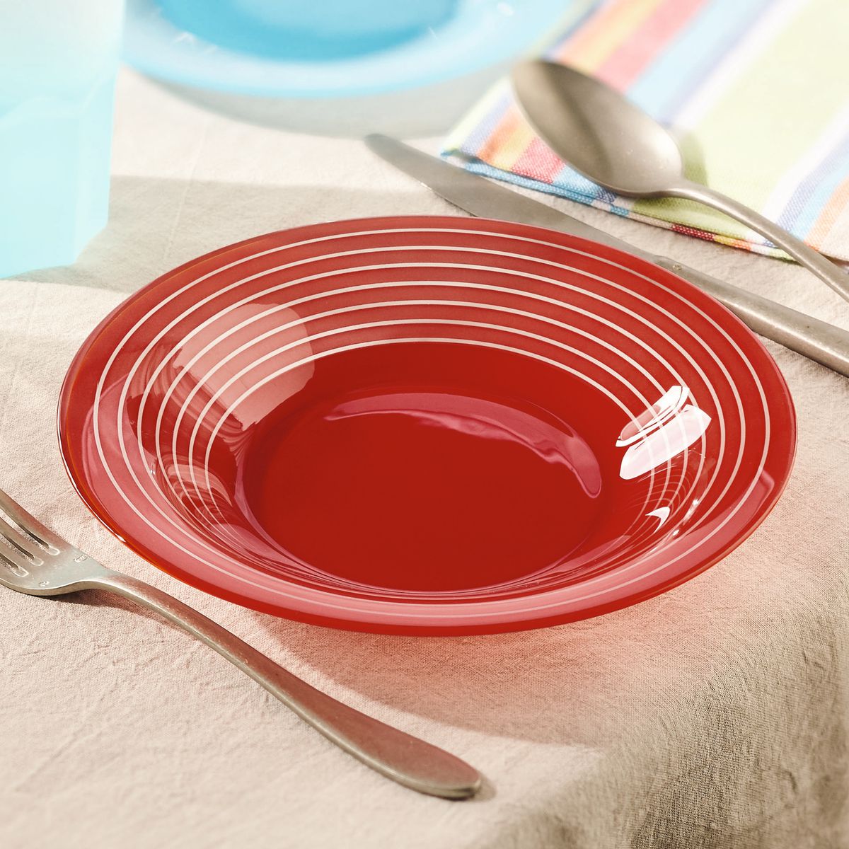 Assiette creuse rouge  21.5 cm Factory Luminarc - Mathon - 3