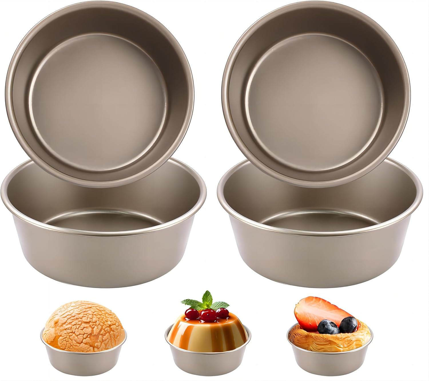 4 Moules à Gâteaux avec Revêtement Antiadhésif -Ø 11 cm/Hauteur 4 cm Vendos85 - Mathon