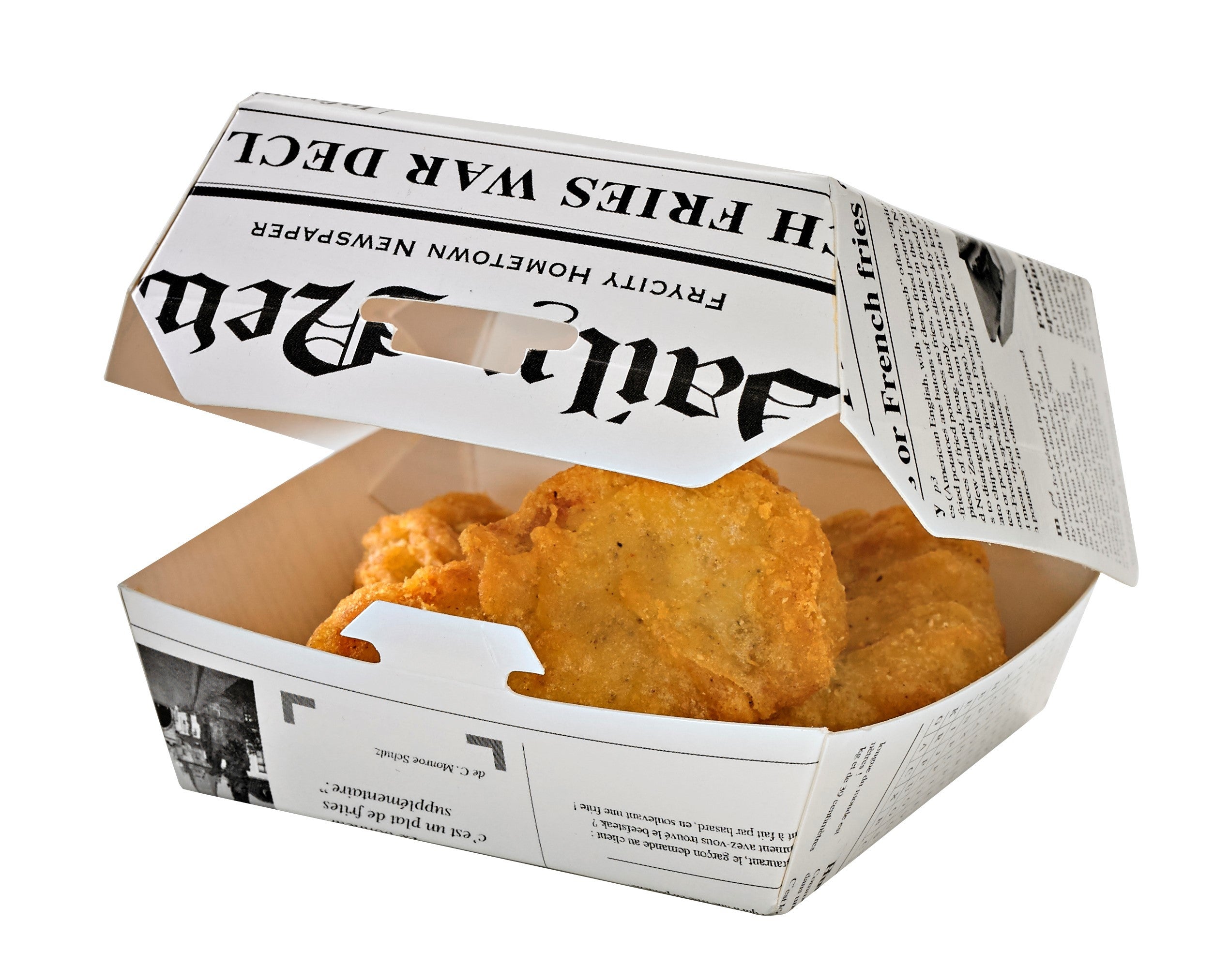 50Pcs - Boite burger carton blanc décor journal  135x125x65mm FirstPack - Mathon - 2