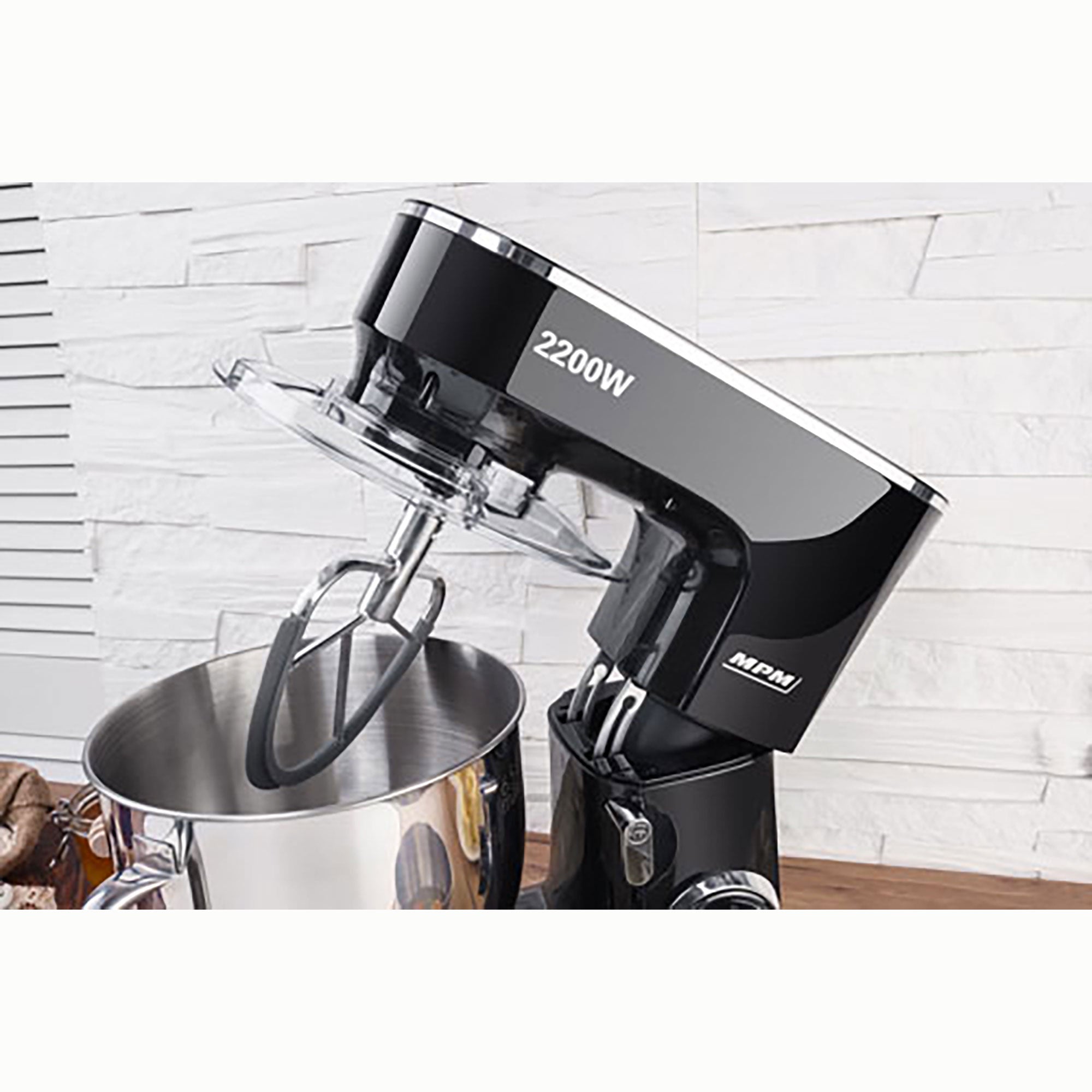 Robot Pâtissier Boulangerie Cuisine Ménager Multifonction Bol 6,5 L, 6 Vitesses 2200 Noir / Inox MRK-19B - Mathon - 6