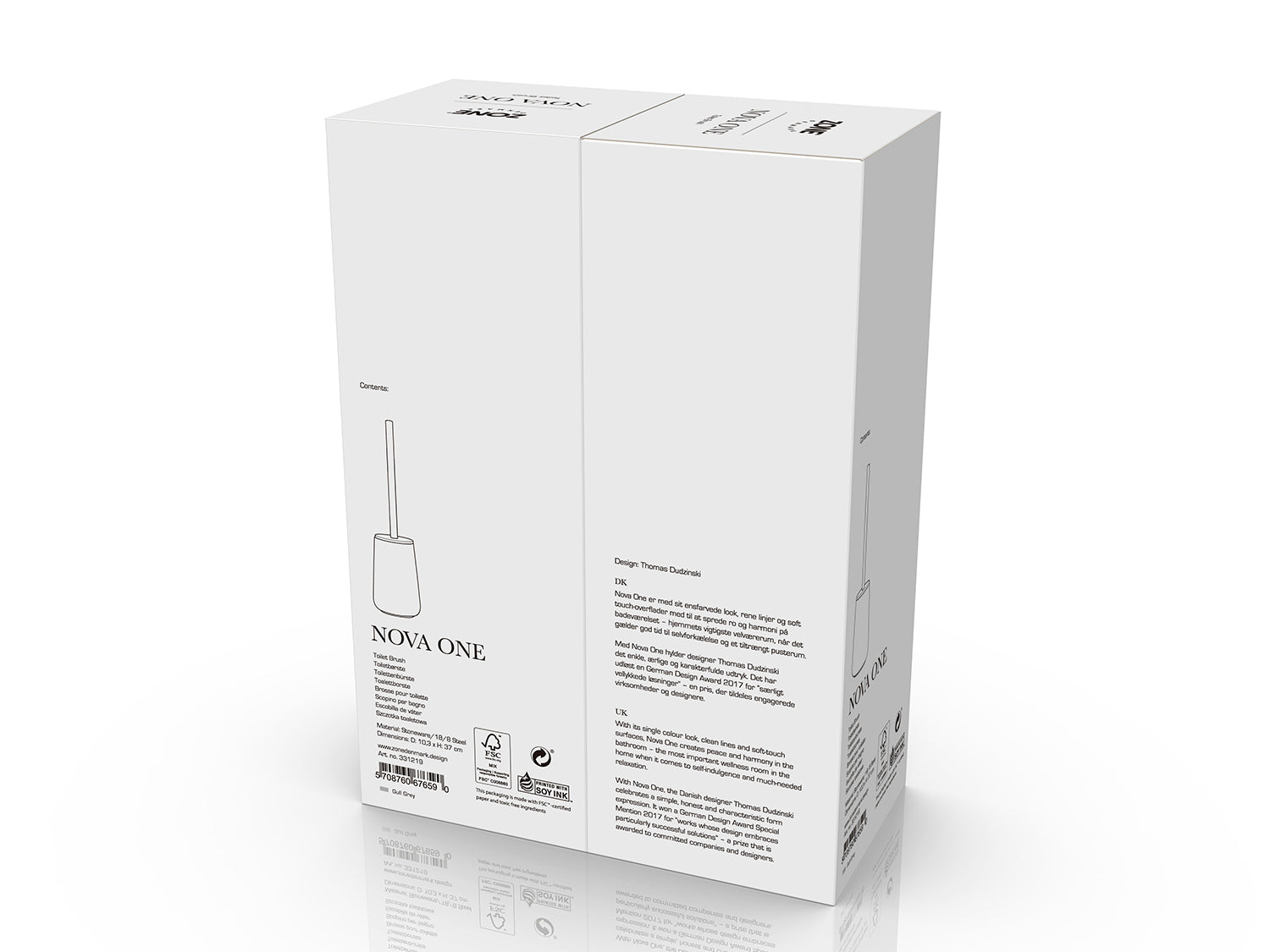 Brosse de toilette NOVA ONE en grès et acier Gris mouette Zone Denmark - Mathon - 5