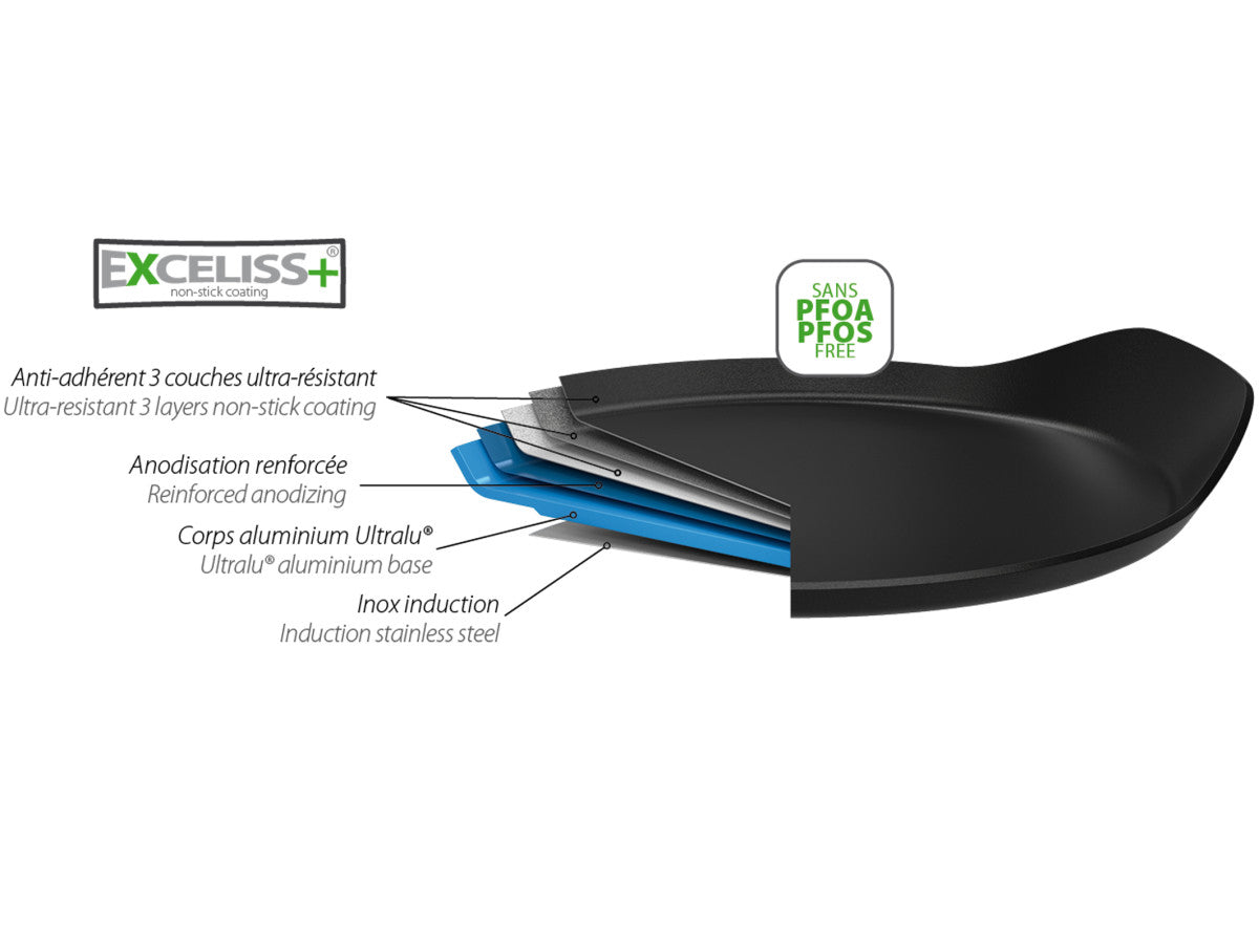 Poêle à crêpes en aluminium revêtement antiadhésif Exceliss®+ 28cm Cristel - Mathon - 4