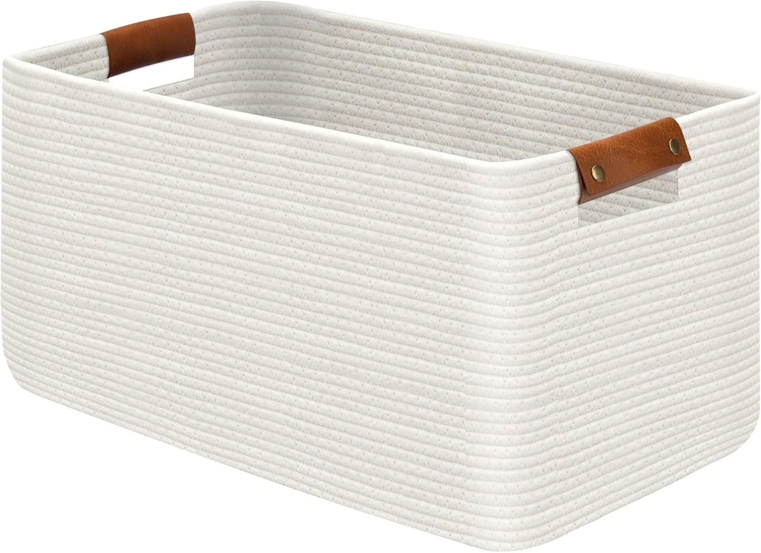 Panier à linge pliable en coton Blanc 63L Vendos85 - Mathon