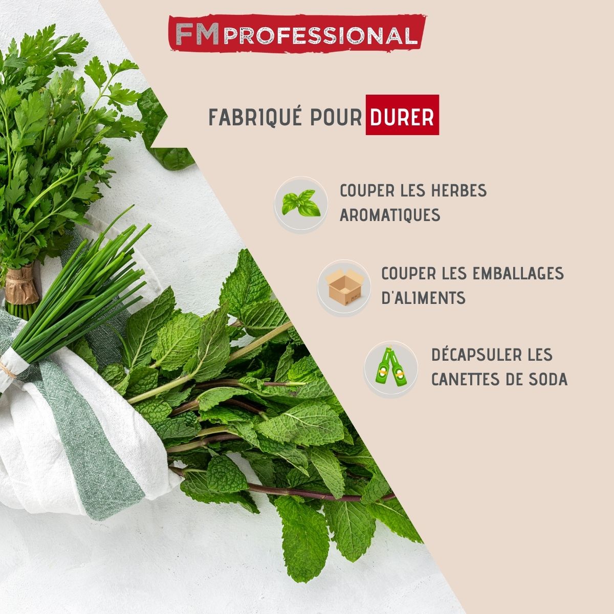 Ciseaux de cuisine multifonction 19 cm  Divers FM Professional - Mathon - 2