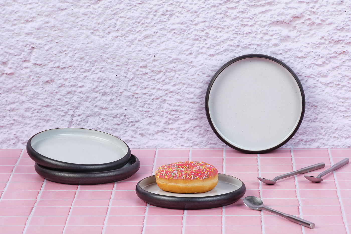 Lot de 4 assiettes à pain en grès noir D15.5 Björn - Mathon - 2