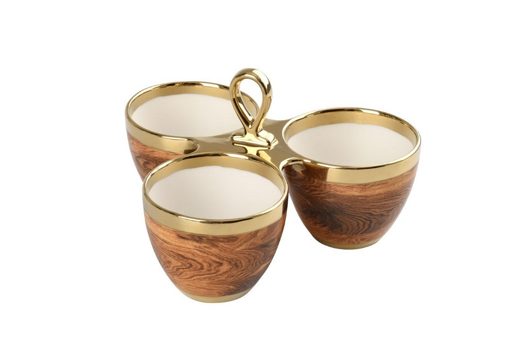 Serviteur 3 sections - 22,2x22,2x8,3cm - MADERA Pampa Bay - Mathon