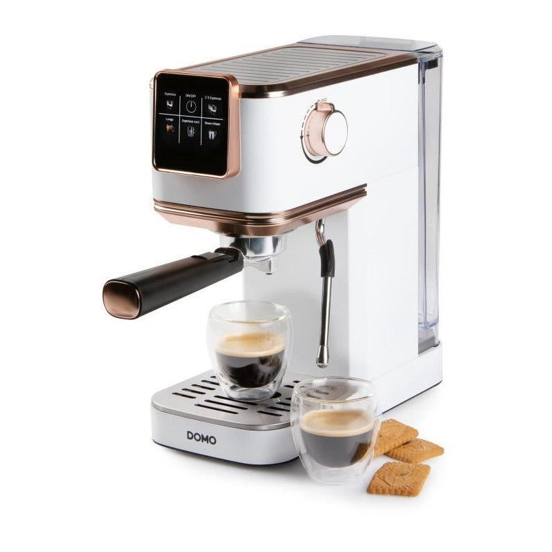 Machine A Expresso 3 En 1 - Domo - Do746k - 1350 W - 20 Bar - Blanc / Rose Domo - Mathon - 1