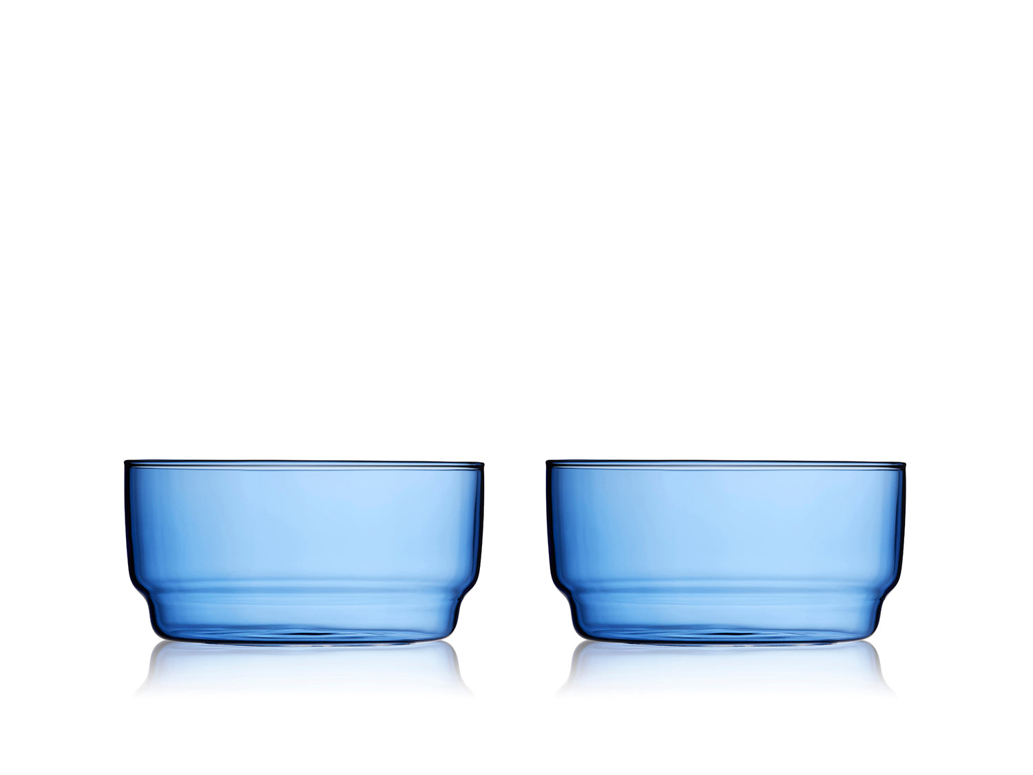 Ensemble de 2 bols TORINO 12cm en verre Bleu Lyngby Glas - Mathon - 1
