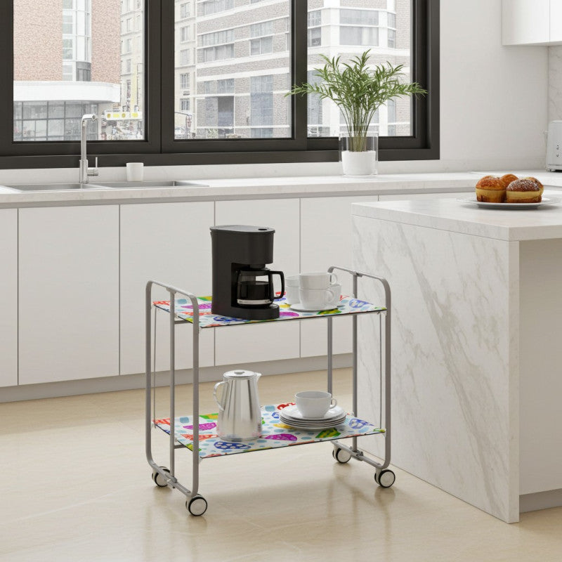 Desserte pliante bauhaus avec roulettes – structure grise, 2 niveaux, 4 positions Don Hierro - Mathon - 2