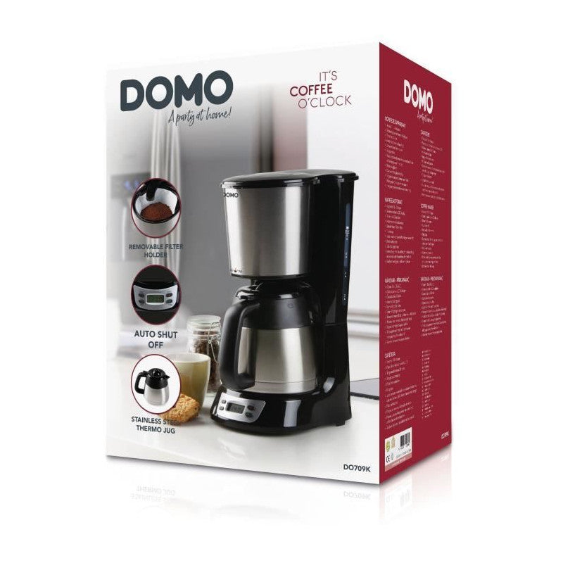 Cafetiere Filtre - Domo - Do709k - 1000 W - 1 L - 8 Tasses - Ecran Lcd - Minuteur 24 H - Acier Inoxydable Domo - Mathon - 6