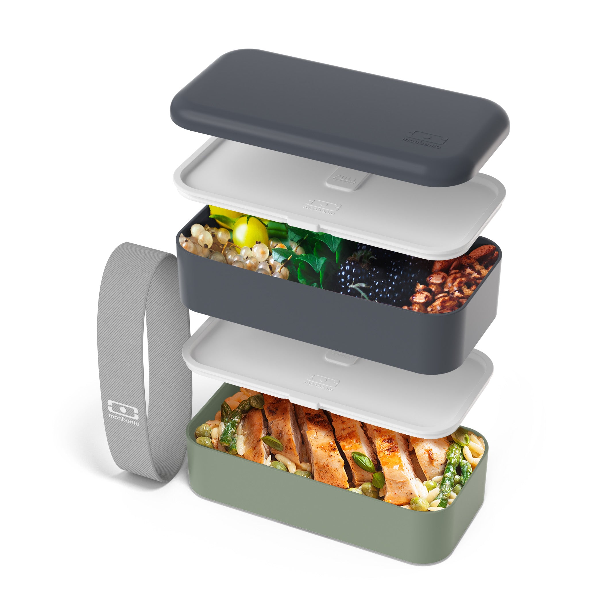 Lunch box 2 compartiments Original 1L Made in France bleu Natural / vert Natural Monbento - Mathon - 3