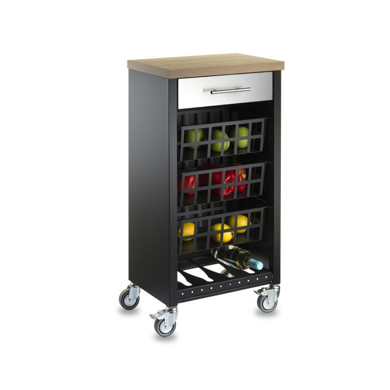 Desserte de cuisine KARA, noir-inox-Bois d