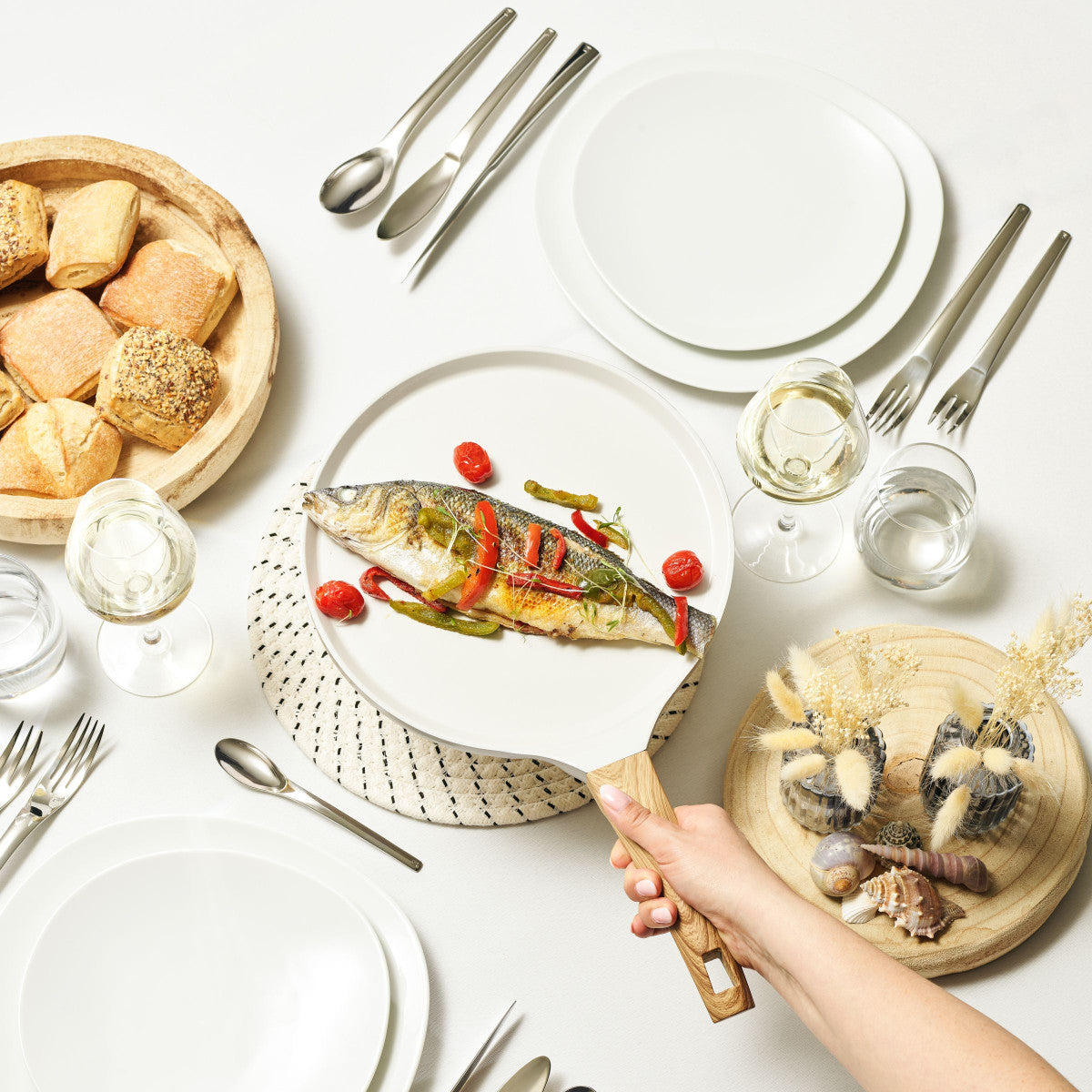 Mythic - Crépière 25.7 cm avec revêtement en céramique blanche Cuisinox - Mathon - 3