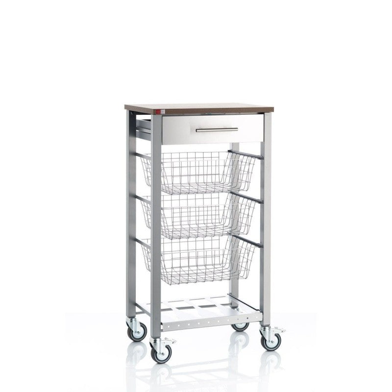 Desserte de cuisine sur roulettes, plan de travail couleur cerisier, onda Don Hierro - Mathon - 5