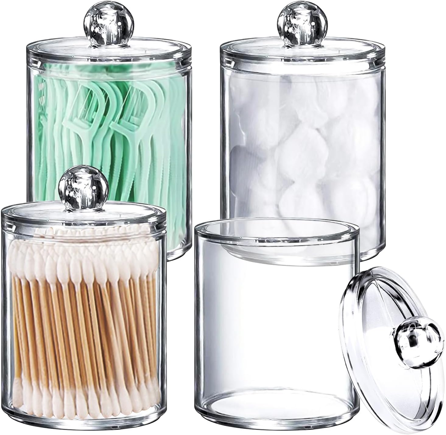 Boîtes acryliques transparentes pour cotons-tiges, lot de 4 Vendos85 - Mathon