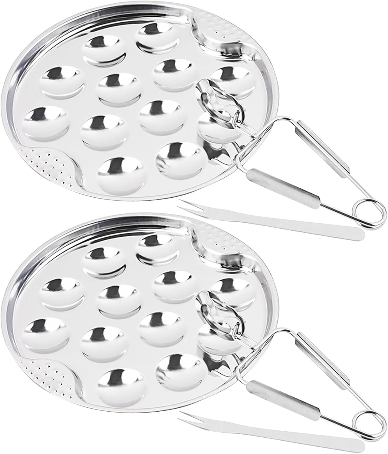 Plateau à huîtres inox 12 bacs – Fourchette et pince Vendos85 - Mathon