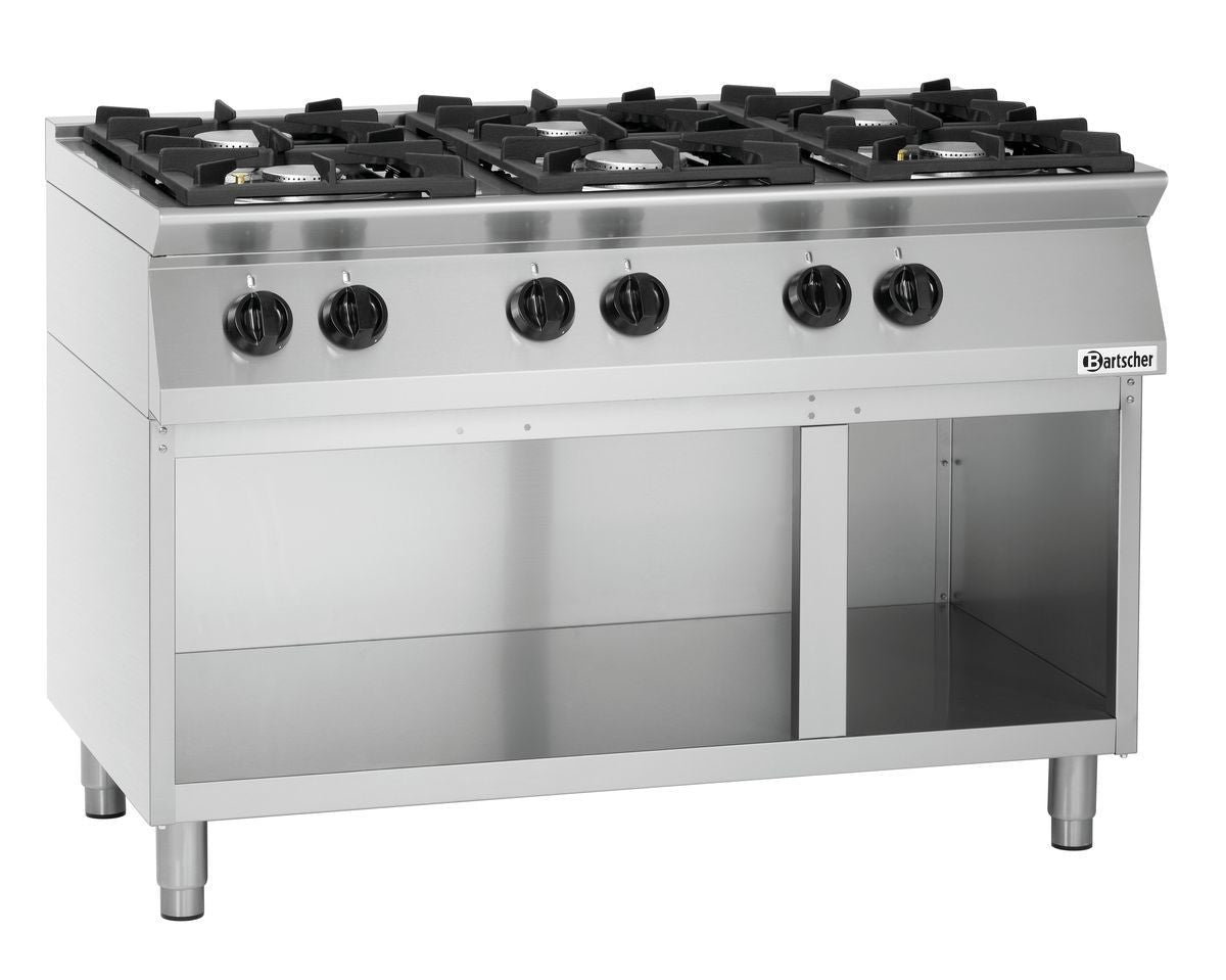 Piano de cuisson 6 brûleurs 28,5 kW - L1200xP700xH910-955 - soubassement ouvert - Bartscher - Mathon - 4