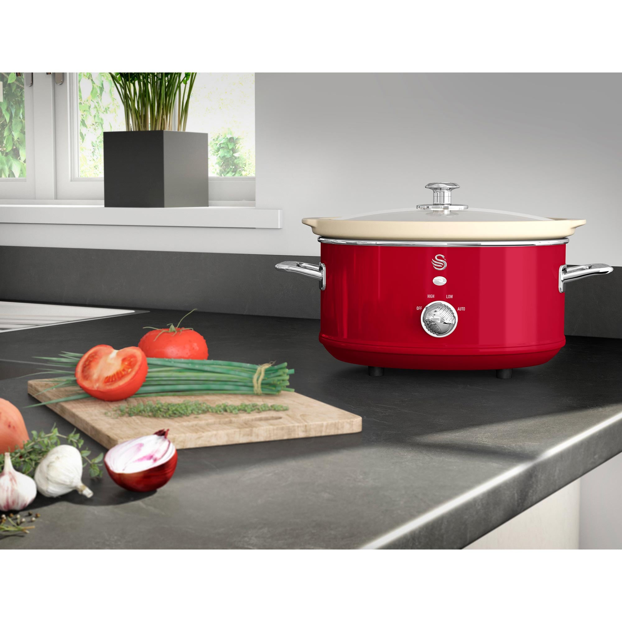 Retro Mijoteuse 3,5L Poêle Amovible en Céramique Antiadhésive, Vintage 200 Rouge SF17021RNEU - Mathon - 7