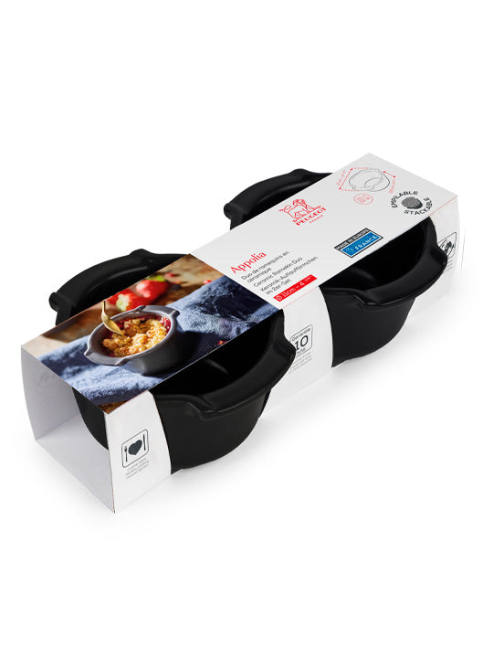 Appolia Duo de ramequins en céramique 20cl, Noir Satin Peugeot - Mathon - 5