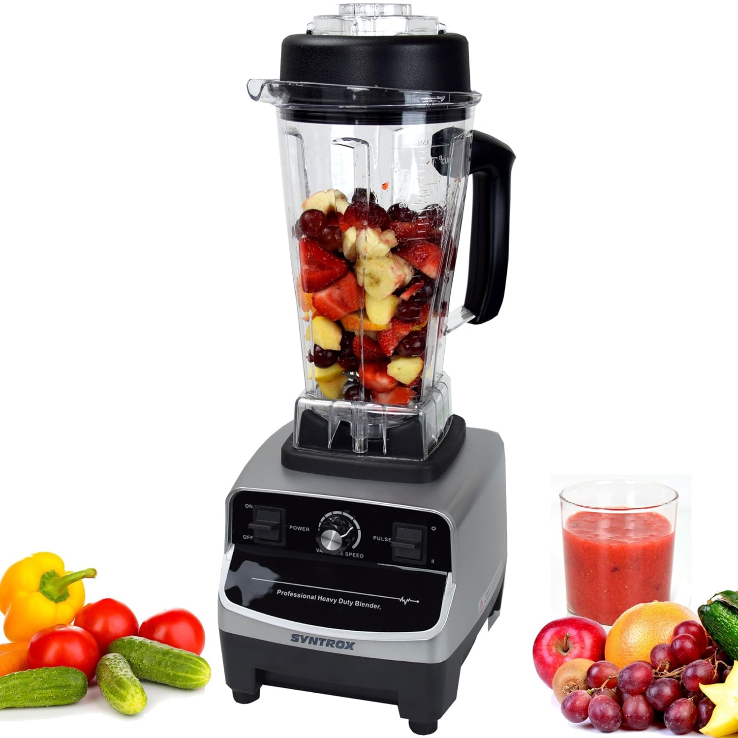 blender Mélangeur de cuisine sans BPA, 1500 Watt, 40000 tr / min, 2L avec Ecran LCD Syntrox - Mathon