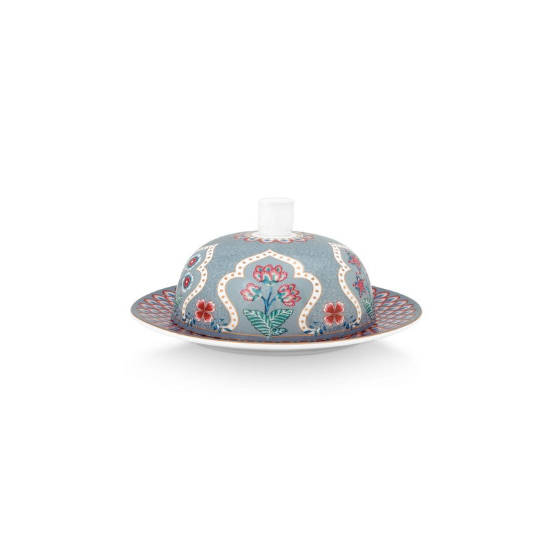 Beurrier rond Flower Festival Bleu clair 17x8cm Pip Studio - Mathon - 1