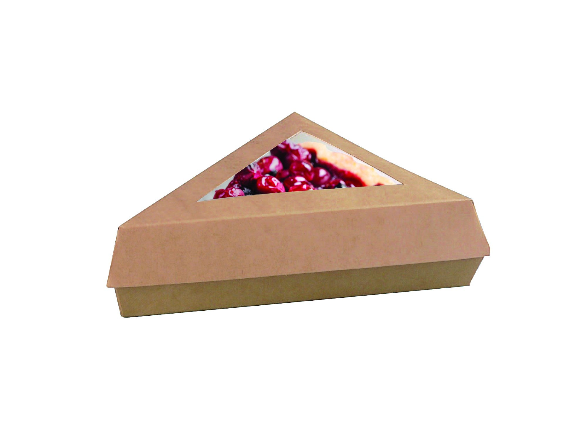 50Pcs - Boîte pâtissière triangulaire carton brun avec couvercle à fenêtre 155x130x45mm FirstPack - Mathon - 2