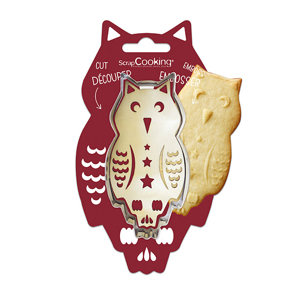 Découpoir en inox et embosseur en bois Chouette Scrapcooking - Mathon - 1