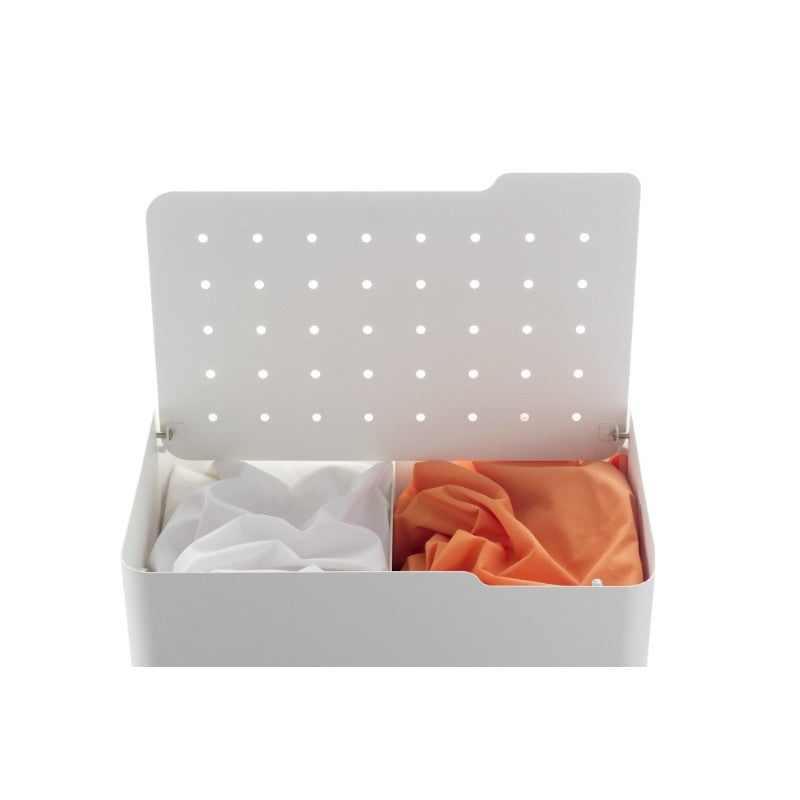 Panier à linge lucca sur roulettes – 60 l, 2 compartiments, fermeture douce, structure métallique blanche Don Hierro - Mathon - 4