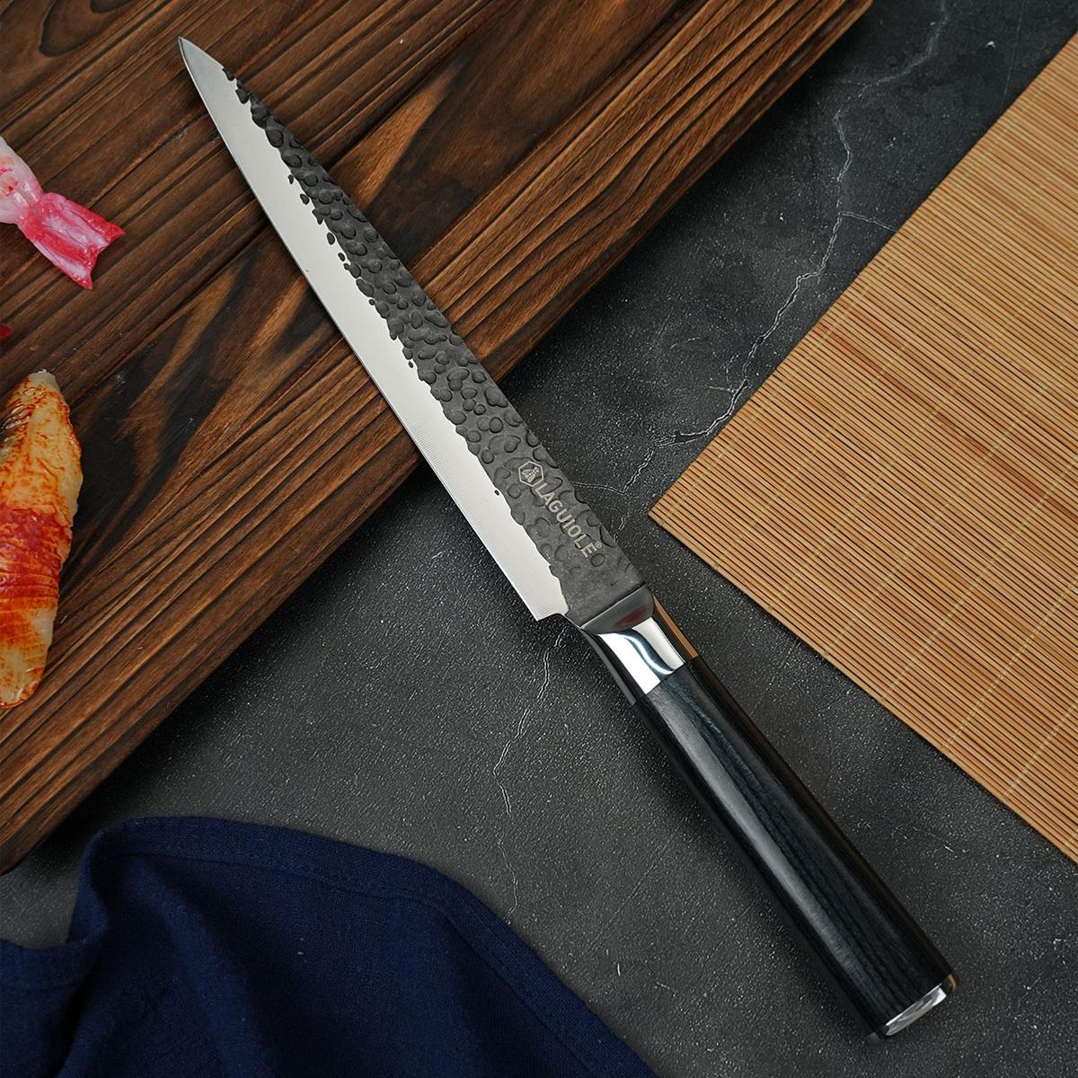 Couteau à trancher noir 34cm avec étui - "Sen" Laguiole Cuisson - Mathon - 4