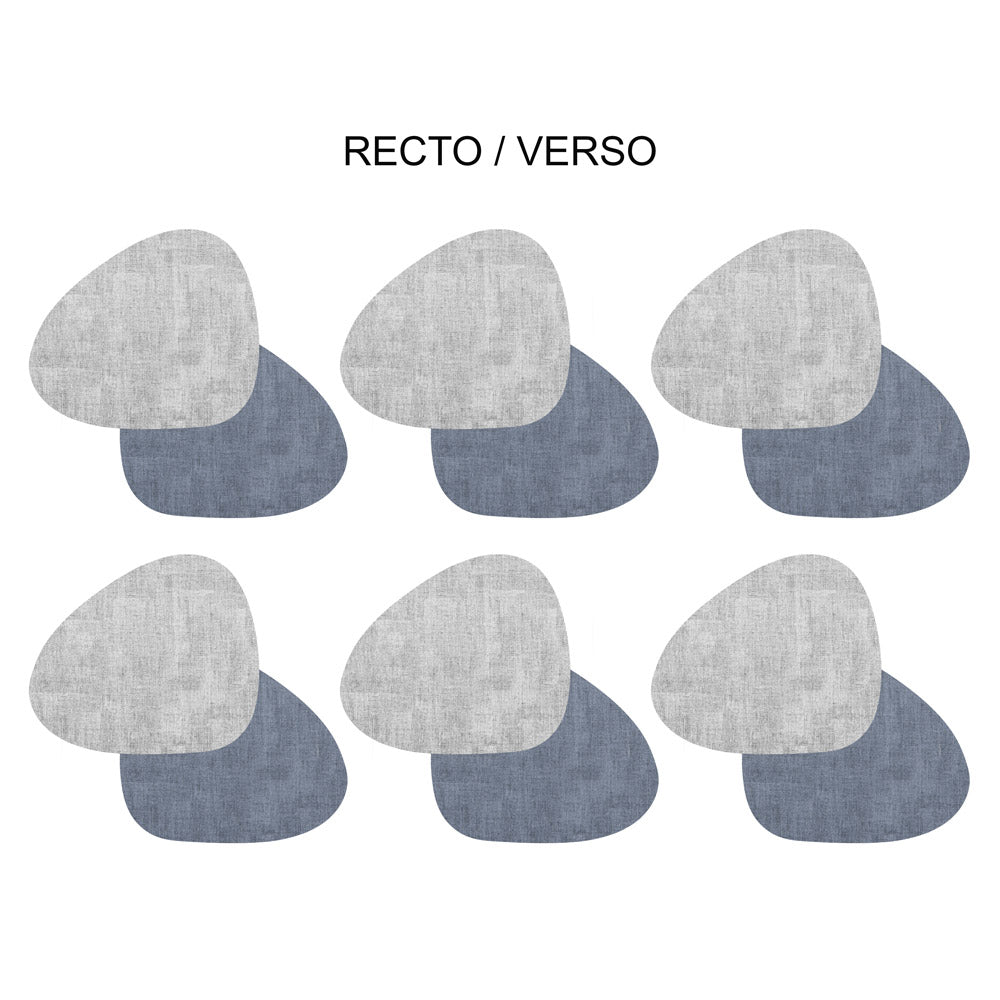 Set de 6 dessous de verre fabrik galet gris bleu Table passion - Mathon - 1